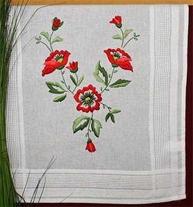 DECO-LINE Poppies 40X100CM Printed Table Runner Embroidery KIT