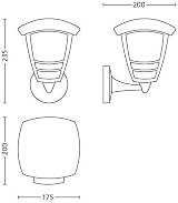 Philips Creek Outdoor Wall Light IP44 Aluminium Black E27 Bulb Sold Separately view 2