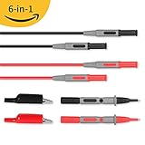 Test Leads Kit AIDBUCKS 6-in-1 Multimeter Leads Set Meter Test Probes Banana Plug 6 Pieces Electronic Professional Accessory Kit Includes Alligator Clips Lead Extensions etc.
