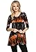 Frumos Womens Tunic Round Neck 3/4 Sleeve Top Top Rust X-Large