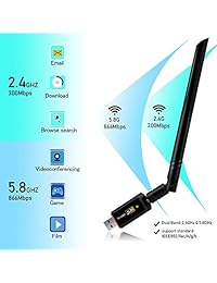 Smraza USB WiFi Adapter 1200Mbps, USB 3.0 WiFi 802.11 ac Adaptador de red inalámbrica con correa dual 2.4GHz   5.8GHz, Antena de alta ganancia de 5dBi para computadora portátil de escritorio Windows 7 8 10   Vista   XP, Mac