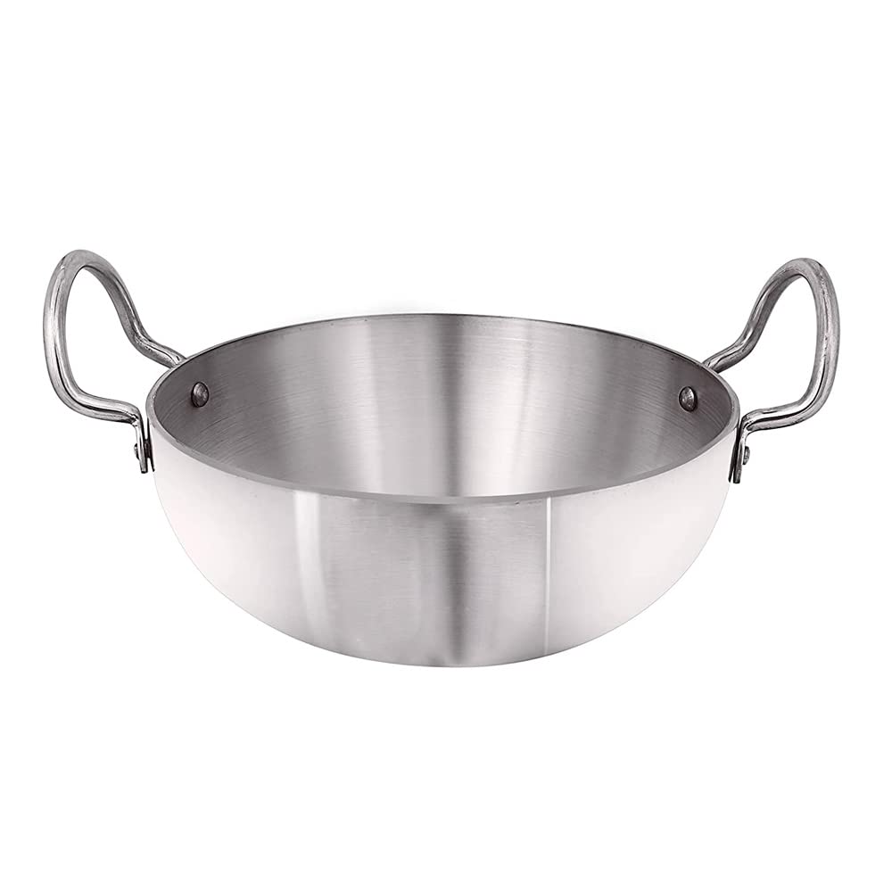 Satre Online and Marketing Aluminium Kadai Size No-12, Kadhai Frying Pan,Thickness 4 mm -Color-Silver