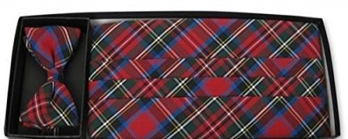 Merry Christmas Plaid Cummerbund and Bow Tie