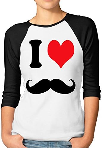 Special I Heart Mustaches 3/4 Sleeve Tee For Women'