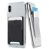 Ringke Slot Card Holder [Jewel Series] [Clear Mist + Onyx Black] Minimalist Slim Hard Premium Transparent PC Mini Clip ID Adhesive 3M Stick On Credit Card Accessory Attachment