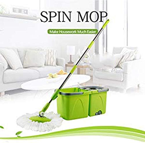 Twirl Wet Stainless Steel Spin Mop - Bucket System for Floor Cleaning,Double Drive Handlebar+Basket+Bucket+Mop Head, Easy Wring Microfiber Spin Mop