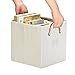 StorageWorks Polyester Storage Cube Box with Strong Cotton Rope Handle, Foldable Basket Organizer Bin, White, Bamboo Style, Medium, 3-Pack