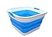 SAMMART 32L Collapsible Plastic Laundry Basket - Square Tub/Basket - Foldable Storage Container/Organizer - Portable Washing Tub - Space Saving Laundry Hamper (1, Sky Blue)