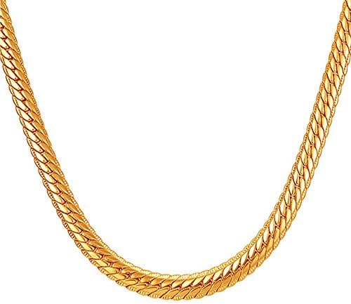 18K Gold Plated 5MM-9MM Wide Curb Cuban/Figaro/Snake Chain Link Necklace for Pendant Men Women Hip Hop Hiphop Men's Fashion Jewelry Gifts with 18K Stamp, 18Inches-32Inches