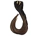 Full Shine 10 Pcs Clip In Human Hair Extensions 120 Gram Remy Hair Clip In Extensions Color 1B Fading to Color 4 Dark Brown 18 Inch Best Clip Hair Extensions