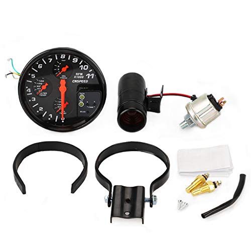 Transser 4 In 1 12V Universal 5" Tachometer 11,000 Rpm Gauge With Oil/Water Temperature Oil Pressure Shift Light (black) - Thumbnail 6