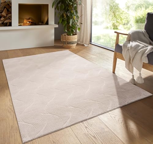 Taracarpet Kurzflor Boho Skandi Polyester Teppich in 3D Optik waschbar, pflegeleicht und robust ideal fürs Wohnzimmer, Schlafzimmer und Kinderzimmer a