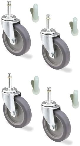(Pack of 4) Universal Fit Mop Bucket Swivel Stem Caster 3" x 7/8" Soft Rubber Wheel (7/16" Grip Ring) Crazy Wheels with Sockets
