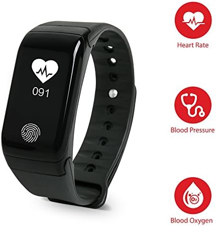 Catsonic Fitness Tracker with Heart Rate Monitor, Blood Pressure/Blood Oxygene Monitor, Tritace Waterproof Activity Tracker/Pedometer records Distance, Steps, Calories Burned & Sleep Patterns (Black)