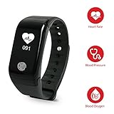Fitness Tracker with Heart Rate Monitor, Blood Pressure/Blood Oxygene Monitor, Catsonic Waterproof Activity Tracker/Pedometer records Distance, Steps, Calories Burned & Sleep Patterns (Black)