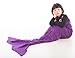 iBose Kids Mermaid Tail Blanket Cat Headband Purple Throw Girl Toddle Long Extra Size Fishtail Sleeping Bag Soft Warm Weighted Receiving Knitted Cover Living Room Car Camp Toy (Blanket-Kids-2)