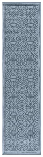 Safavieh Washable Rug Outdoor Bermuda Collection - 2' x 8' Runner, Blue, Non-Sh…