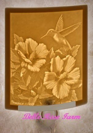 Hummers Choice Curved Lithophane Hummingbird Nightlight by The Porcelain Garden