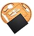 Landeluxe Bamboo Cheese Board and Cutlery Knife Set,Slate Cheese Board with Markers,Charcuterie Board,Appetizer Serving Tray, Cheese Plate