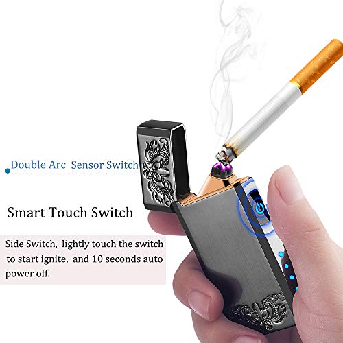 Pard Cigar Lighter, Sense Induction, USB Rechargeable Flameless Electronic Pulse Arc Cigarette Lighter, Black