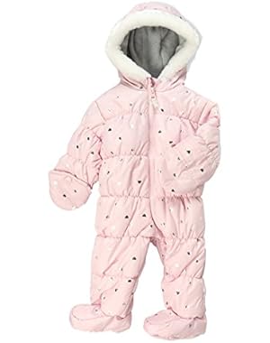 Carters Infant Girls Light Pink Foil Hearts Snowsuit Baby Pram Snow Suit