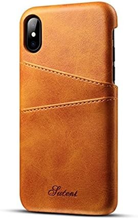 [WIRELESS CHARGING] iPhone X/iPhone 10, 5.8 inches, Wallet Phone Case, Slim PU Leather Back Case Cover With Credit Card Holder for Men &amp; Women (Tan)