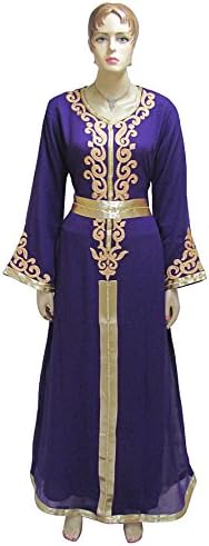Shubham Fashions Women's Designer Kaftan Arabic Dress Abaya Casual Wear Free Size Purple