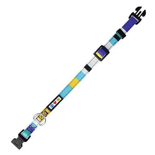 Pawtitas Pet / Puppy Soft Training Adjustable Multicolor Dog Collar Small 5/8 Inch Blue / Teal / White / Yellow
