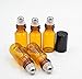 24PCS Amber Empty Glass Roller Bottle Vial Container Holder Pot Jar With Metal Roller Ball and Black Caps for Essential Oil Perfumes Lip Gloss Balms (5ml)