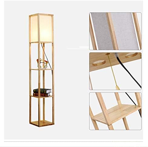 Homefami LED Wood Shelf Floor Lamp Modern Simple Elegant Lamp with E27 Holder Living Room Bedroom 7.8×7.8×63inch