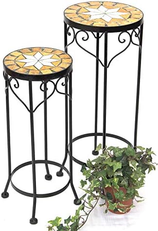 DanDiBo Stool Merano Mosaic 2 pcs. Set 12011 Flower stand 46 and 54 cm Stool round