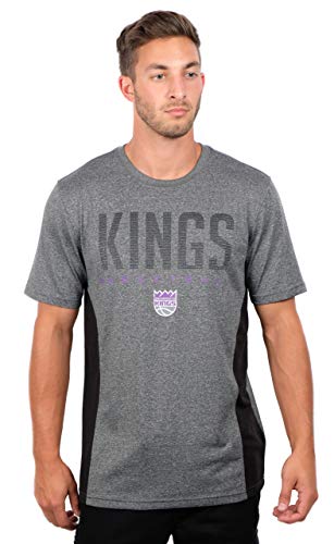 NBA Sacramento Kings Men's T-Shirt Athletic Quick Dry Active Tee Shirt, Large, Charcoal
