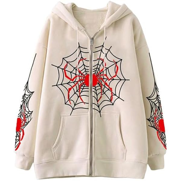 パーカー・フーディ Womens Collage Gimp Zip Hoody Amazon.com: Aiwpstoin Spider Zip Up Hoodie for Women Y2K