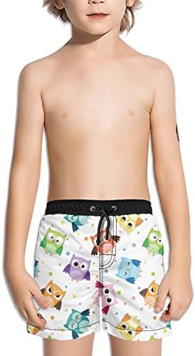 Owls Pattern Vector Image Toddler Little Boys Swim Trunks Quick Dry Water Swim Shorts Cool Sportwear with Pocket