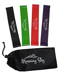 Bandas de Resistencia por mañana Cielo   12-Inch Bandas de Bucle con guía de instrucciones y bolsa de transporte, mejor para fortalecimiento, estiramiento, Yoga, Rehab de terapia física, Home Fitness