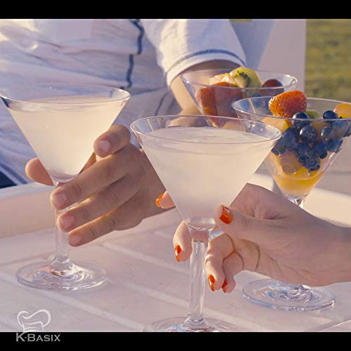 K BASIX Unbreakable Martini Glasses Set of 2 - Polycarbonate - Reusable, 10.2 Ounce - Premium Quality - Gold Series