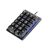 Number Pad,Rottay Mechanical Numeric Keypad USB Wired Blue LED backlit Numpad 22-key Number Pad - Black (Blue switches)