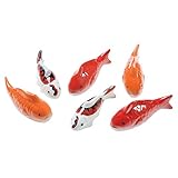 ART & ARTIFACT Ceramic Floating Koi Fish - Set of 6 Multi-Colored Goldfish