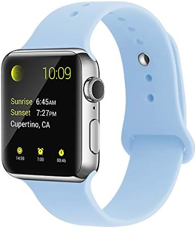 YunTree Compatible with Apple Watch Band 42mm/44mm S/M Size iWatch Sports Band Replacement for Women Man Apple Watch Series 4/3/2/1 Size Comfortable Silicone Strap-Light Blue