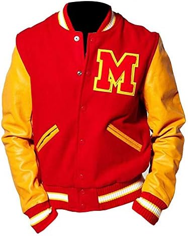 Nova Michael Jackson Thriller Jacket M Logo Letterman Varsity Red Yellow Jacket