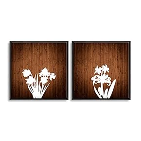 2 Piece Framed Canvas Wall Art for Living Room, Bedroom Wood Flower Theme Canvas Prints for Home Decoration Ready to Hang - 16"x16"x2 Panels