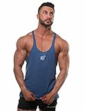 Jed North Bodybuilding Stringer Gym Tank Top Singlet Racerback, X-Large, Blue