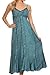 Sakkas Allie Stonewashed Embroidered Adjustable Spaghetti Straps Long Dress