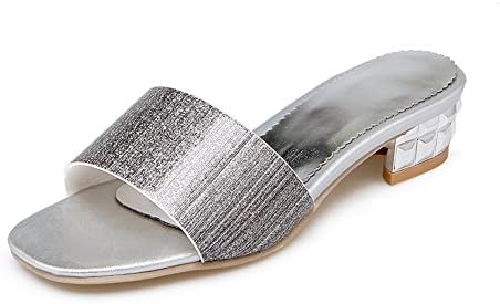 Noebo Women's Leather Leisure Summer Sandals Slide Sandles Silver 45 13 D(M) US