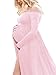 JustVH Maternity Off Shoulder Chiffon Gown Long Sleeve Front Split Maxi Photography Dress Pink
