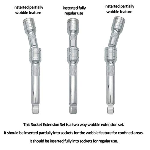 Wobble Socket Extension Bar Set 9Pcak, 1/4",3/8" and 1/2" Drive