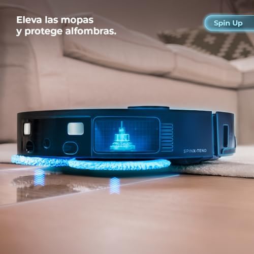 Robô aspirador e esfregão com base auto-esvaziante e AI Conga X80 Pro. Navegação a laser, 25000Pa, Autonomy 240m², Tecnologia Adaptativa, Desinfeção de Esfregões, Bluetooth e WiFi, Controlo por Aplicação — foto 6 de 8