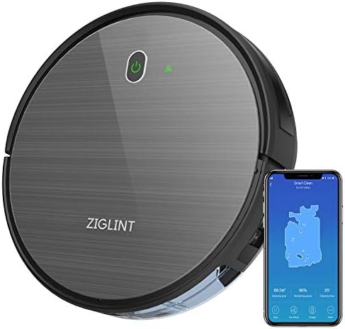 ZIGLINT D5 Robot Vacuum Cleaner -1800Pa Strong Suction, Super Thin, Quite, Self-Charging, Drop-Sensor, Alexa App Connect, Robotic Vacuum Cleaner for Hard Floors Carpets 2 Year Warranty