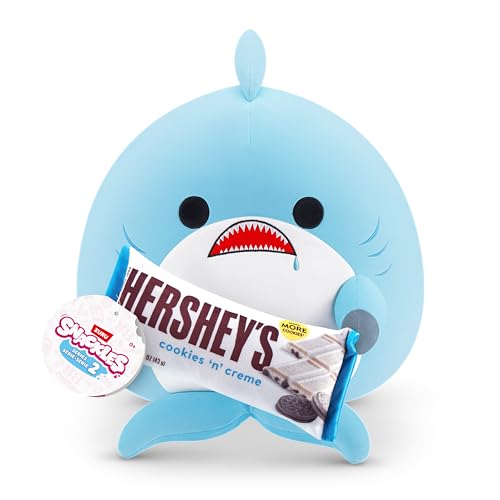 Snackles, Series 2, Shark (Hershey, Cookie n Cream), Kuschelig-weiches, beruhigendes, 35 cm großes Plüschspielzeug mit lizenziertem Snacks (Shark)