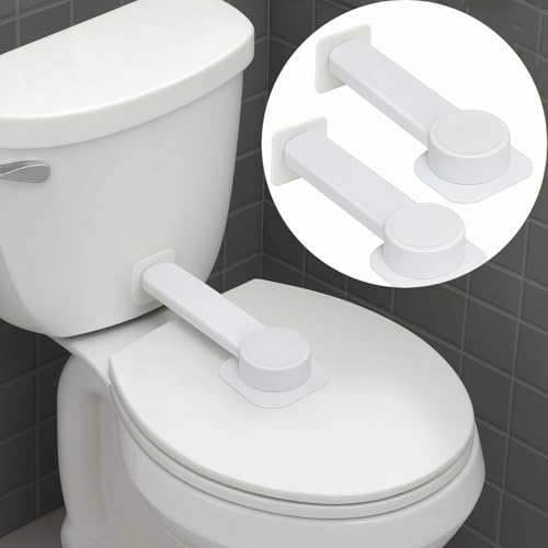 NANZO Toilet Locks Baby Proof (2 Pack) - Easy to Install, Use and Effective Toilet Baby Proofing